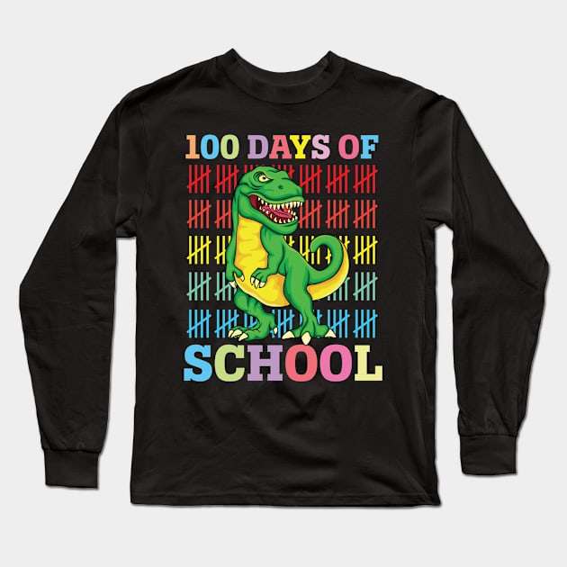 T-rex 100 Days Of School Long Sleeve T-Shirt by little.tunny